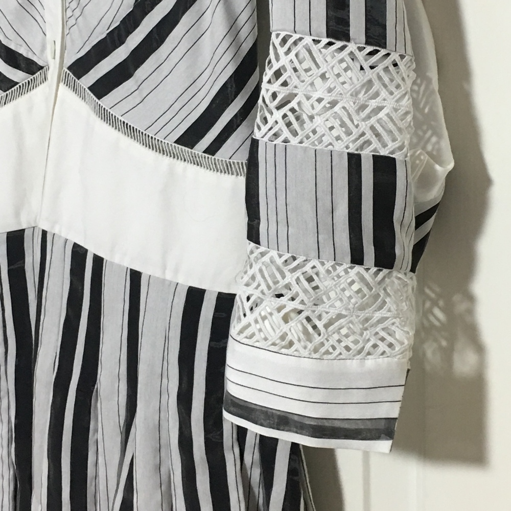 Zac Posen Organdy Stripe Black White Dress $1290! - Picture 5 of 14